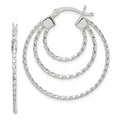 Sterling Silver Textured Triple Hoop Earrings, 30 x 30 mm