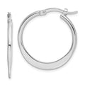 Sterling Silver Rhodium-plated Polished Tapered Round Hoop Earrings, 25 x 2 mm