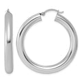 Sterling Silver Rhodium-plated 5mm Round Hoop Earrings, 42 x 5 mm