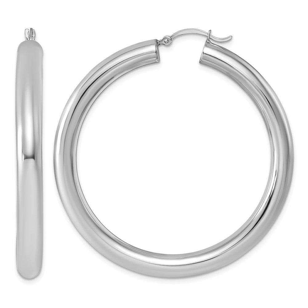 Sterling Silver Rhodium-plated 5mm Round Hoop Earrings, 52 x 5 mm