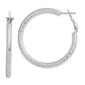 Sterling Silver Rhod-plated 3.25x40mm Omega Back Hoop Earrings, 40 x 3.25 mm