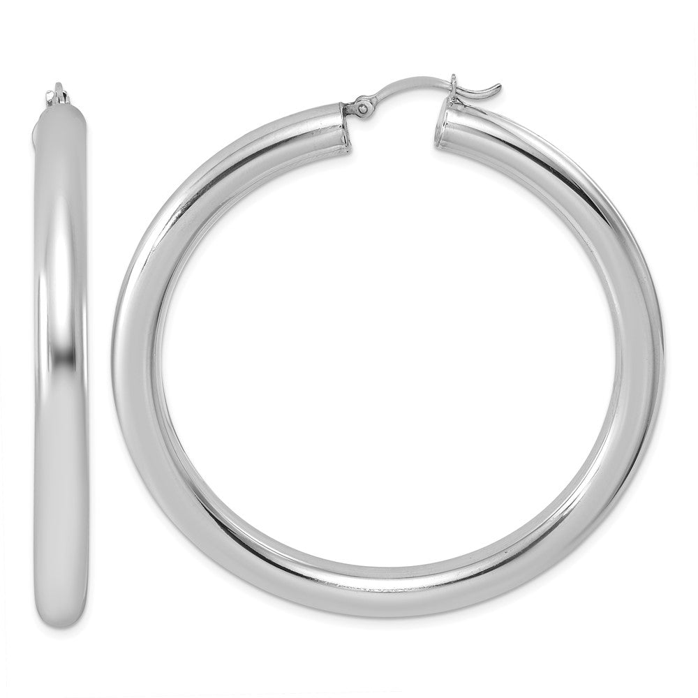 Sterling Silver Rhodium-plated 5mm Round Hoop Earrings, 57 x 5 mm