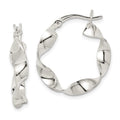 Sterling Silver Twisted 4x22mm Hoop Earrings, 22 x 4 mm