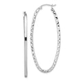 Sterling Silver Rhodium-plated Diamond-cut 2mm Oval Hoop Earrings, 50 x 22 mm