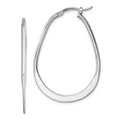 Sterling Silver Rhodium Plated Polished Hoop Earrings, 40 x 30 mm