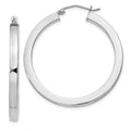 Sterling Silver Rhodium-plated 3x35mm Square Tube Hoop Earrings, 35 x 3 mm