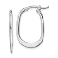 Sterling Silver Rhodium-plated Polished Squared Oval Hoop Earrings, 24 x 17 mm
