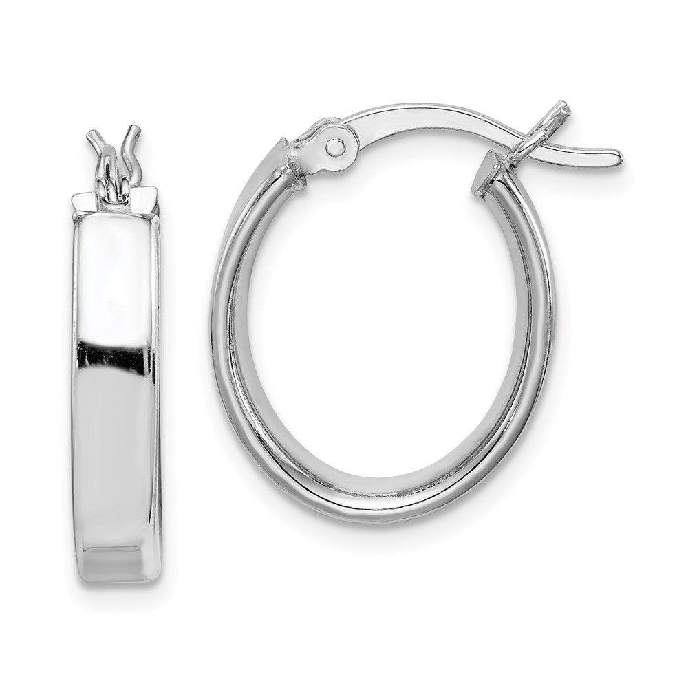 Sterling Silver Rhodium-plated Polished 5mm Oval Hoop Earrings, 20 x 16 mm