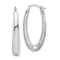 Sterling Silver Rhodium-plated Polished Hollow Oval Hoop Earrings, 38 x 18 mm