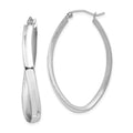 Sterling Silver RH-plated Polished/Satin Twisted Oval Hoop Earrings, 37 x 26 mm