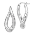 Sterling Silver Rhodium-plated Polished Twisted Oval Hoop Earrings, 37 x 19 mm
