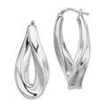 Sterling Silver RH-plated Polished Twisted Hollow Oval Hoop Earrings, 40 x 16 mm