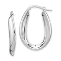 Sterling Silver Rhod-plated Polished Hollow 6mm Oval Hoop Earrings, 30 x 23 mm