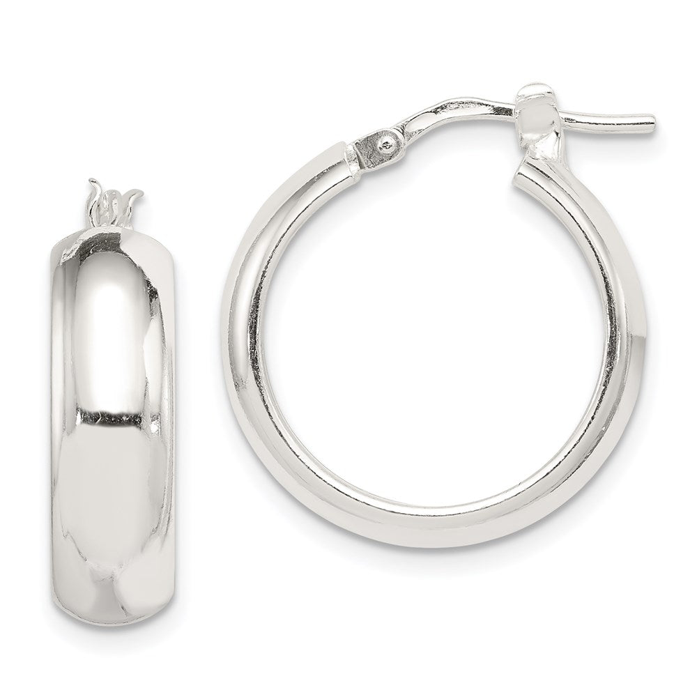 Sterling Silver Polished 6mm Round Hoop Earrings, 22 x 20 mm