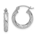 Sterling Silver Rhodium-plated 2.7x15mm Twisted Hoop Earrings, 15 x 2.7 mm