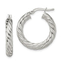 Sterling Silver Rhodium-plated Polished Twisted 4mm Hoop Earrings, 25 x 25 mm