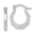 Sterling Silver Rhodium-plated Patterned Hollow Hoop Earrings, 11 x 11 mm