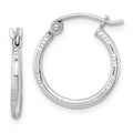 Sterling Silver Rhodium Plated Diamond Cut Hoop Earrings, 15 x 15 mm, 0.72 g