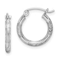 Sterling Silver Rhodium Plated Diamond Cut Hoop Earrings, 15 x 15 mm, 0.9 g