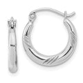 Sterling Silver Rhodium Plated Hoop Earrings, 14 x 14 mm