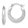 Sterling Silver Rhodium Plated Hollow Hoop Earrings, 14 x 14 mm