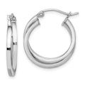Sterling Silver Rhodium Plated Double Hoop Earrings, 19 x 19 mm