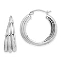 Sterling Silver Rhodium-plated Triple Tube Round Hoop Earrings, 24 x 26 mm