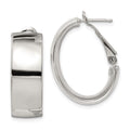 Sterling Silver Rhod-pltd Polish 10mm Omega Back Oval Hoop Earrings, 20 x 19.75 mm