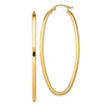 Sterling Silver Gold-plated Square Tube 2.5mm Oval Hoop Earrings, 52 x 22 mm