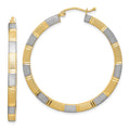 Sterling Silver Rhodium-plated Vermeil Diamond-cut 3x40mm Hoop Earrings, 40 x 40 mm