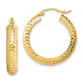 Sterling Silver Gold-plated Diamond-cut 5x25mm Hoop Earrings, 25 x 25 mm