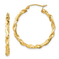 Sterling Silver Gold-plated 3x30mm Diamond-cut Twisted Hoop Earrings, 30 x 30 mm