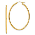Sterling Silver Gold-plated Oval 2mm Hollow Hoop Earrings, 46 x 37 mm