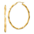 Sterling Silver Gold-plated Twisted 4mm Oval Hoop Earrings, 46 x 39 mm