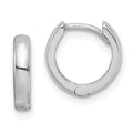 Sterling Silver Rhodium Polished Hinged Hoop Earrings, 10 x 2 mm, 0.99 g