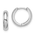 Sterling Silver Rhodium Polished Hinged Hoop Earrings, 13 x 13 mm