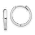 Sterling Silver Rhodium Polished Hinged Hoop Earrings, 14 x 2.5 mm
