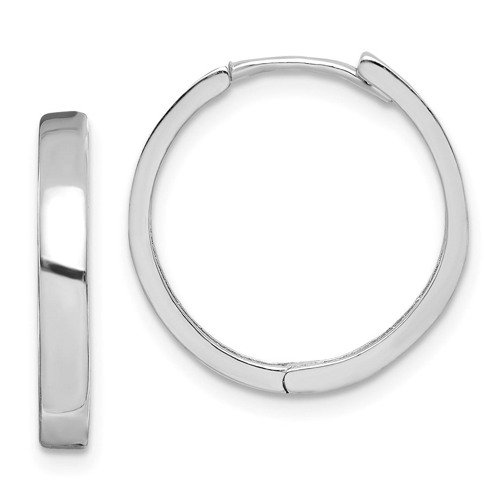 Sterling Silver Rhodium Polished Hinged Hoop Earrings, 18 x 18 mm