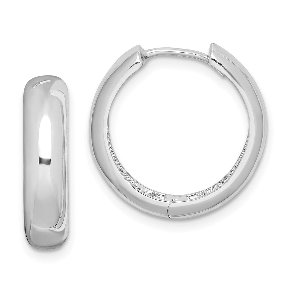 Sterling Silver Rhodium Polished Hinged Hoop Earrings, 19 x 19 mm