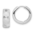 Sterling Silver Rhodium Polished Patterned Hinged Hoop Earrings, 16 x 6 mm