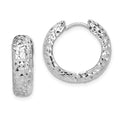 Sterling Silver Rhodium Polished Diamond Cut Hoop Earrings, 17 x 19 mm