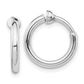 Sterling Silver RH-plated 2x14mm Non-Pierced Round Hoop Earrings, 14 x 2 mm