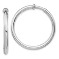 Sterling Silver RH-plated 3x37mm Non-Pierced Round Hoop Earrings, 37 x 3 mm