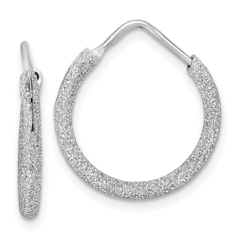 Sterling Silver Rhodium-plated Laser Cut 2mm Endless Hoop Earrings, 20 x 2 mm