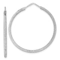Sterling Silver Rhodium-plated Laser Cut 2mm Endless Hoop Earrings, 41 x 2 mm
