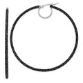 Sterling Silver Rhodium-plated Black Glitter Enamel 2x55mm Hoop Earrings, 55 x 2 mm