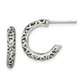 Sterling Silver Antique Post Hoop Earrings, 16 x 16 mm