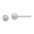 Sterling Silver Rhodium Plated 5mm Diamond Cut Post Earrings, 5 x 5 mm