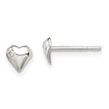 Sterling Silver Polished Heart with CZ Post Earrings, 5 x 5 mm
