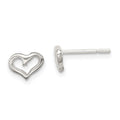 Sterling Silver Polished Open Heart Children's Post Earrings, 5 x 7 mm